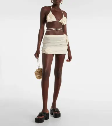 Magda Butrym Floral-appliqué crêpe miniskirt | Thumbnail 3 Magda Butrym Floral-appliqué crêpe miniskirt | Thumbnail 3