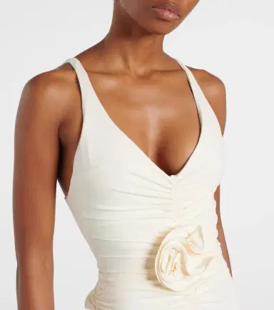 Magda Butrym Floral-appliqué ruched swimsuit | Thumbnail 3