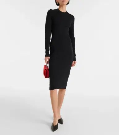 Ami Paris Knitted cotton and wool midi dress | Thumbnail 3