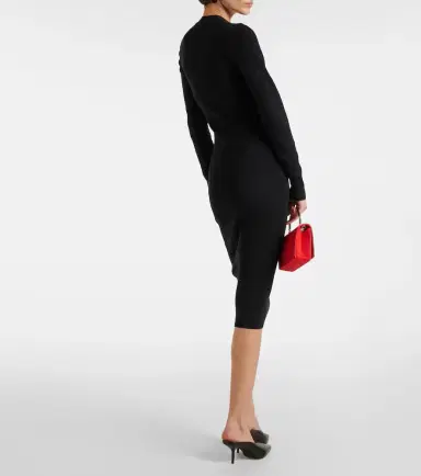 Ami Paris Knitted cotton and wool midi dress | Thumbnail 4