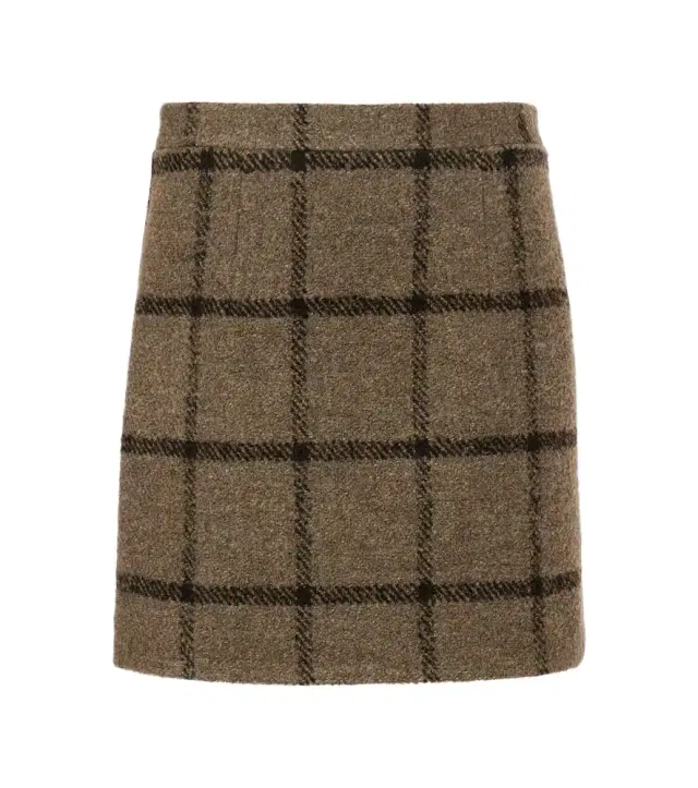 Patou Checked wool-blend tweed miniskirt