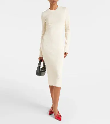 Ami Paris Knitted cotton and wool midi dress | Thumbnail 4