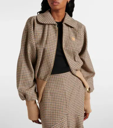 Patou Houndstooth wool-blend flannel bomber jacket | Thumbnail 4 Patou Houndstooth wool-blend flannel bomber jacket | Thumbnail 4