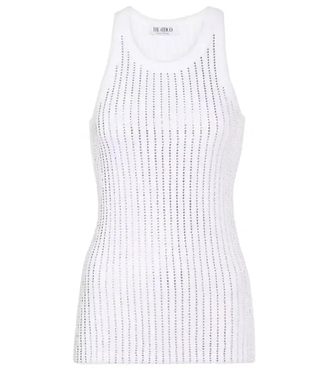 The Attico Crystal-embellished cotton tank top