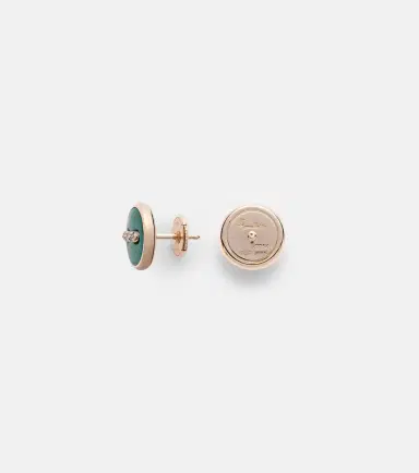 Pomellato Pom Pom Dot 18kt rose gold earrings with malachite and diamonds | Thumbnail 4 Pomellato Pom Pom Dot 18kt rose gold earrings with malachite and diamonds | Thumbnail 4