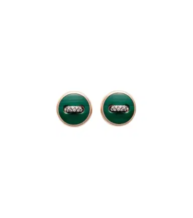 Pomellato Pom Pom Dot 18kt rose gold earrings with malachite and diamonds | Thumbnail 1 Pomellato Pom Pom Dot 18kt rose gold earrings with malachite and diamonds | Thumbnail 1
