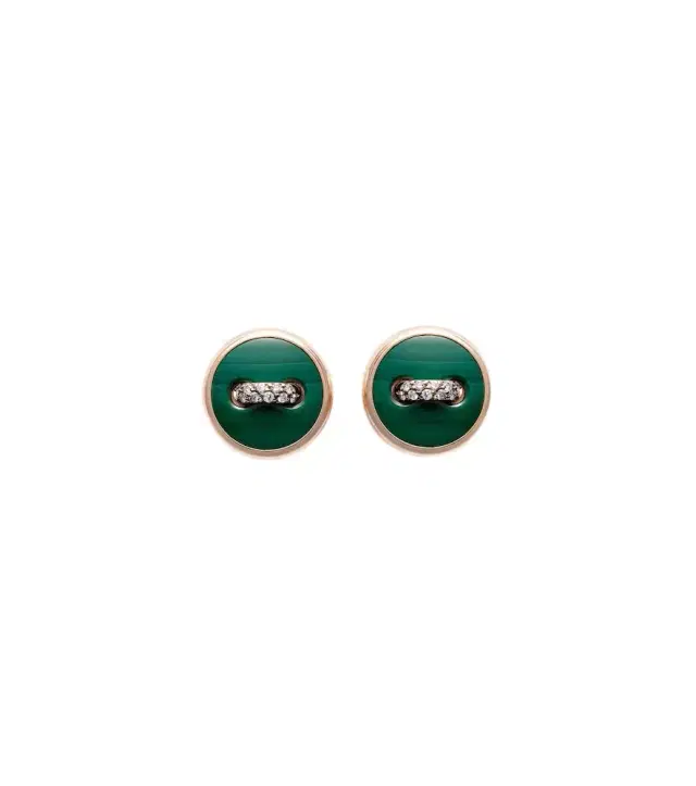 Pomellato Pom Pom Dot 18kt rose gold earrings with malachite and diamonds