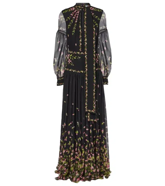 Erdem Floral silk voile gown