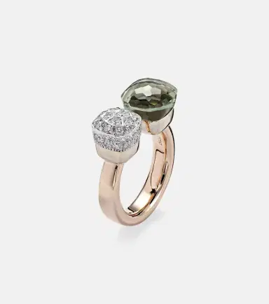 Pomellato Nudo 18kt rose and white gold ring with diamonds and prasiolite | Thumbnail 2