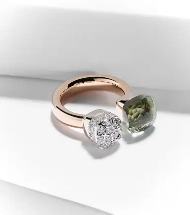 Pomellato Nudo 18kt rose and white gold ring with diamonds and prasiolite | Thumbnail 3