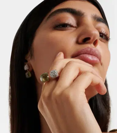Pomellato Nudo 18kt rose and white gold ring with diamonds and prasiolite | Thumbnail 4
