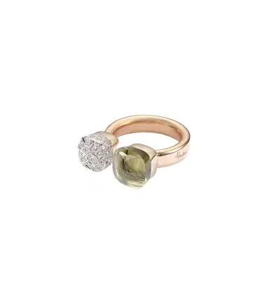 Pomellato Nudo 18kt rose and white gold ring with diamonds and prasiolite | Thumbnail 1