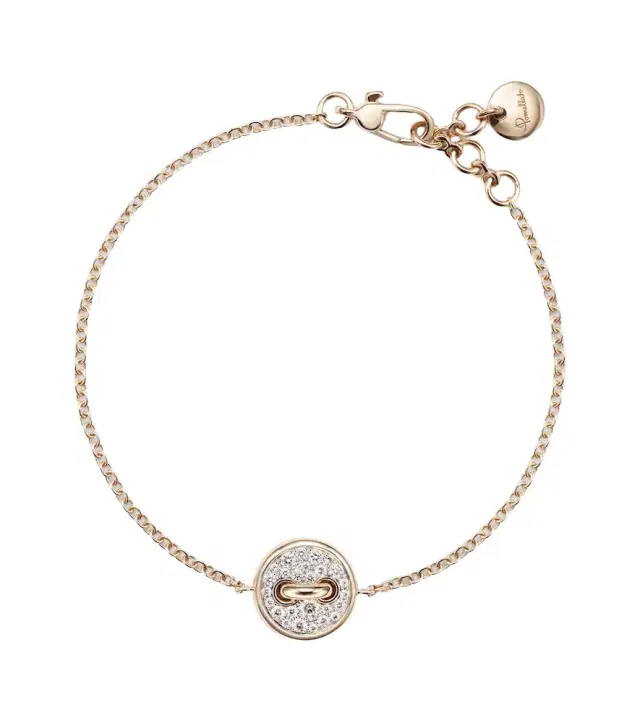 Pomellato Pom Pom Dot 18kt rose gold chain bracelet with white diamonds and mother of pearl