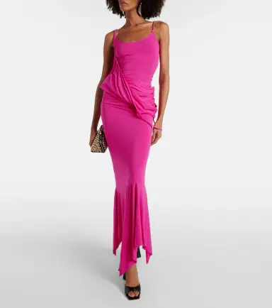 The Attico Draped asymmetric jersey midi dress | Thumbnail 2