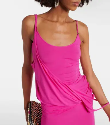 The Attico Draped asymmetric jersey midi dress | Thumbnail 3