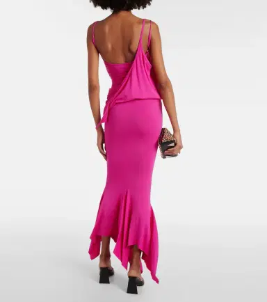 The Attico Draped asymmetric jersey midi dress | Thumbnail 6