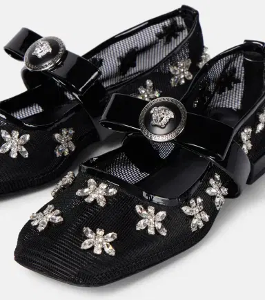 Versace Gianni Ribbon embellished ballet flats | Thumbnail 3