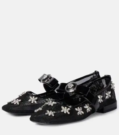 Versace Gianni Ribbon embellished ballet flats | Thumbnail 4
