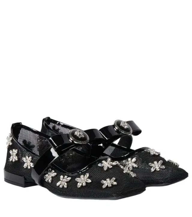 Versace Gianni Ribbon embellished ballet flats