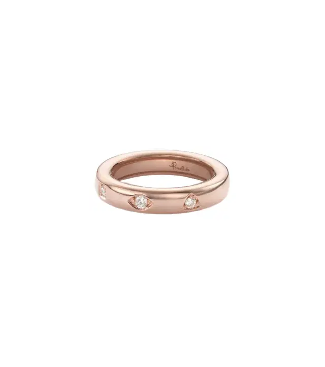 Pomellato Iconica Extra Slim 18kt rose gold ring with diamonds