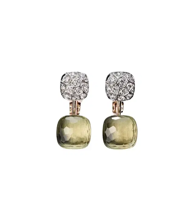 Nudo 18kt rose and white gold earrings with prasiolites and diamonds