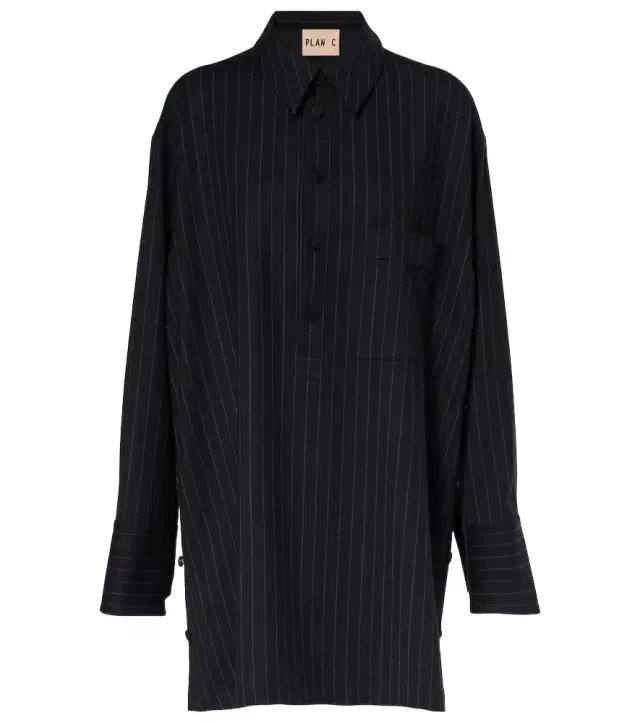 Plan C Pinstripe wool-blend shirt