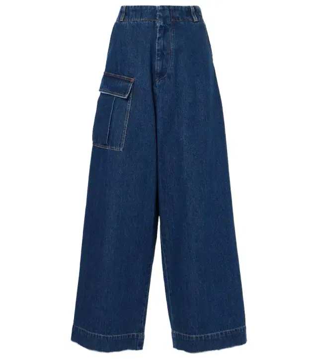 Plan C Mid-rise denim wide-leg pants