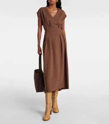Joseph Pleated cady midi dress | Thumbnail 2