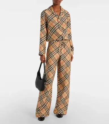 Burberry Check silk wide-leg pants | Thumbnail 4