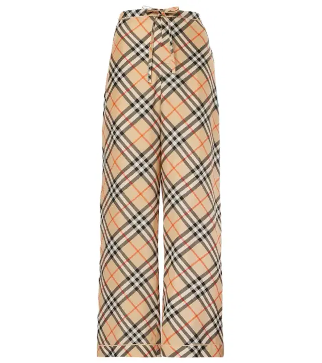 Burberry Check silk wide-leg pants