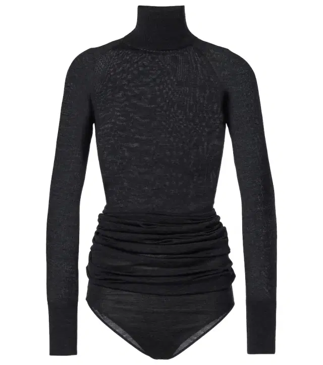 Alaia Alaïa Draped wool turtleneck bodysuit