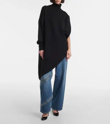 Alaïa Alaïa Asymmetric caped turtleneck sweater | Thumbnail 3