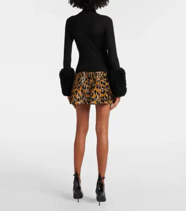 Alaïa Alaïa Faux fur-trimmed wool turtleneck top | Thumbnail 2