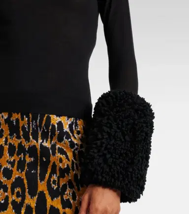 Alaïa Alaïa Faux fur-trimmed wool turtleneck top | Thumbnail 6