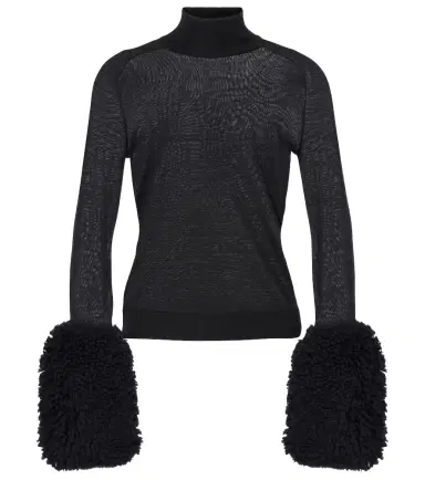 Alaïa Alaïa Faux fur-trimmed wool turtleneck top | Thumbnail 1