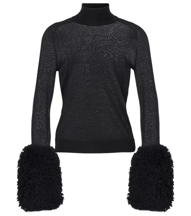 Alaia Alaïa Faux fur-trimmed wool turtleneck top