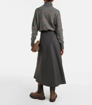 Brunello Cucinelli Wool-blend midi skirt | Thumbnail 2