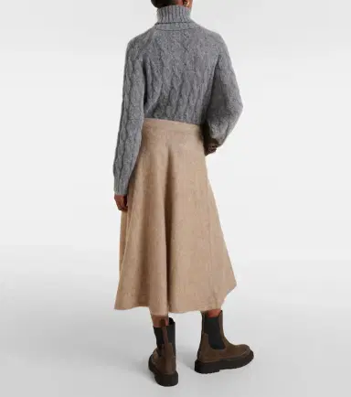 Brunello Cucinelli Wool and cashmere-blend midi skirt | Thumbnail 5