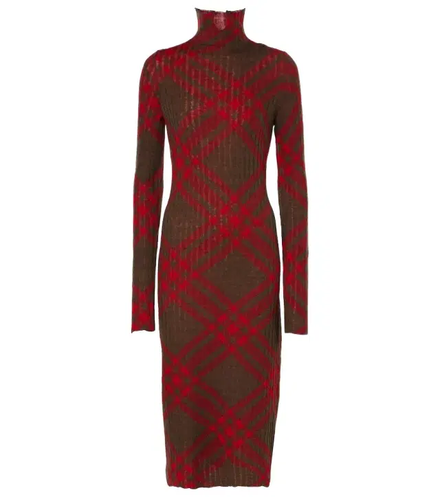 Burberry Check ribbed-knit midi dress