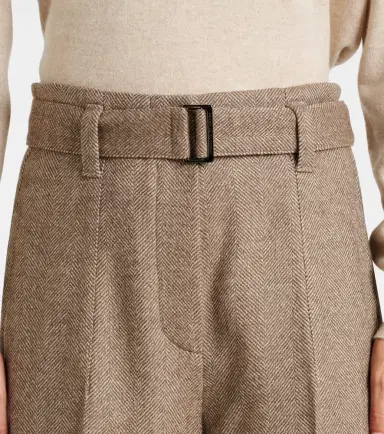 Brunello Cucinelli Herringbone wool-blend wide-leg pants | Thumbnail 2