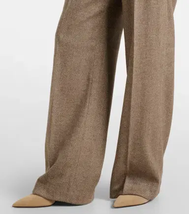 Brunello Cucinelli Herringbone wool-blend wide-leg pants | Thumbnail 3