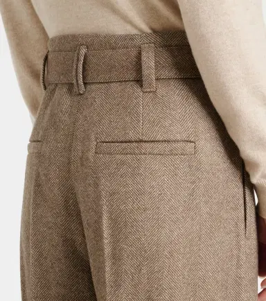 Brunello Cucinelli Herringbone wool-blend wide-leg pants | Thumbnail 4