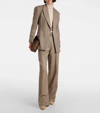 Brunello Cucinelli Herringbone wool-blend wide-leg pants | Thumbnail 5
