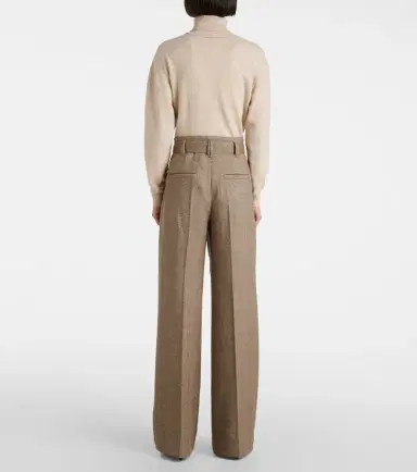 Brunello Cucinelli Herringbone wool-blend wide-leg pants | Thumbnail 6
