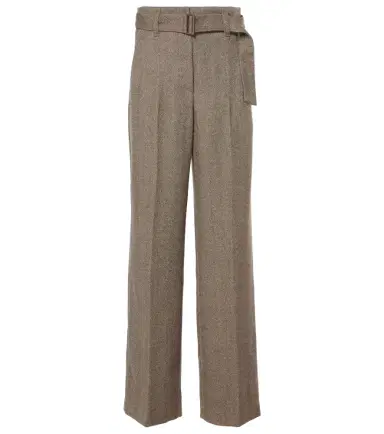 Brunello Cucinelli Herringbone wool-blend wide-leg pants | Thumbnail 1