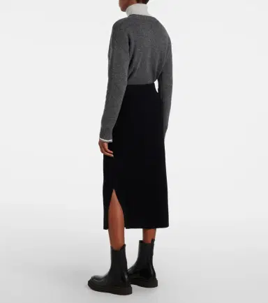 Brunello Cucinelli Wool, cashmere and silk midi skirt | Thumbnail 3
