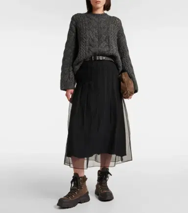 Brunello Cucinelli Cable-knit alpaca-blend sweater | Thumbnail 2