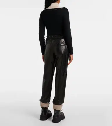 Brunello Cucinelli Leather straight pants | Thumbnail 4