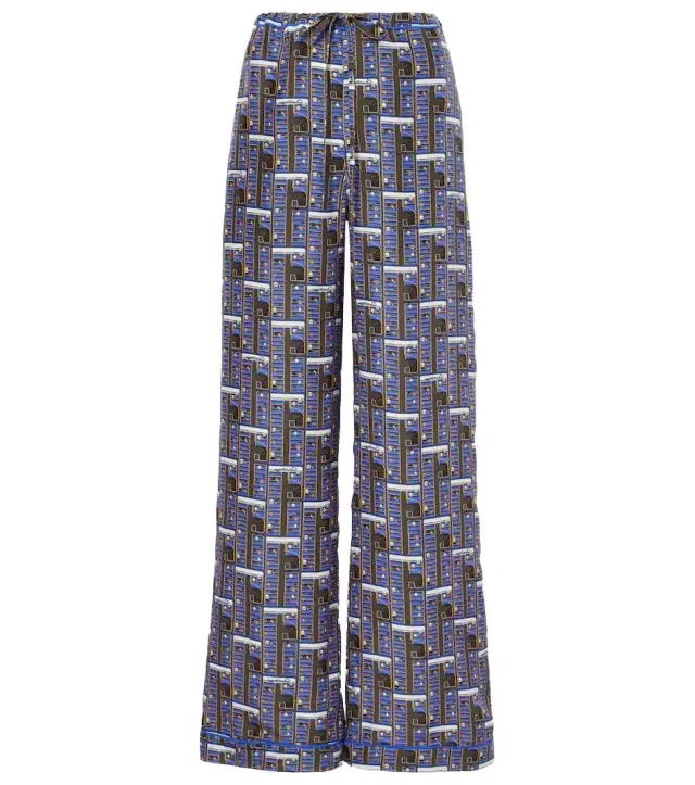 Burberry Checked silk straight pants