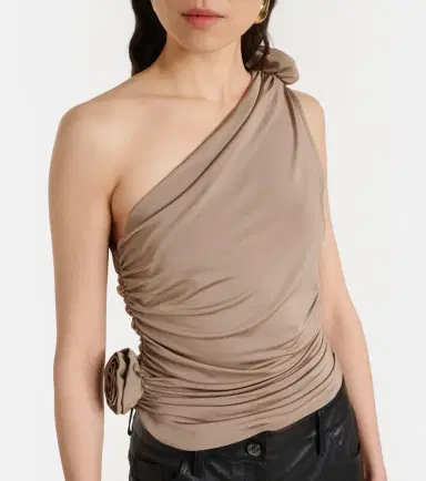 Magda Butrym Floral-appliqué one-shoulder ruched top | Thumbnail 5